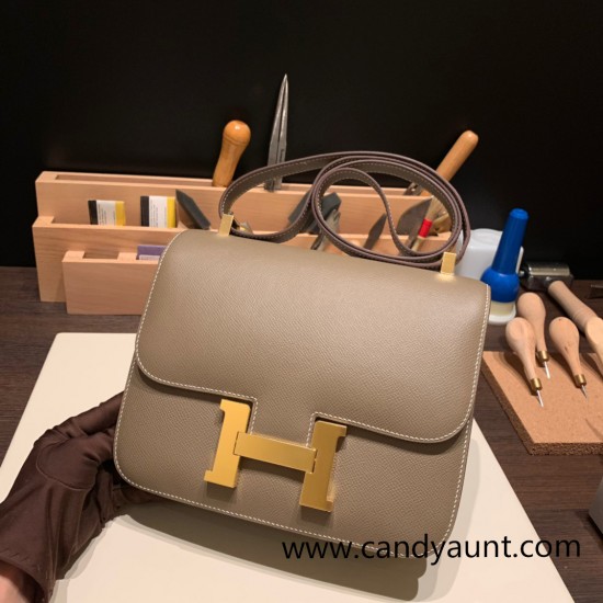 Hermes Constance 24cm epsom18 Étoupe Grey Gold Hardware 19