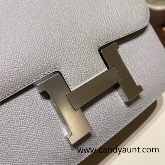 Hermes Constance 24cm Epsom 8U/ Blue Glacier Silver Hardware 20