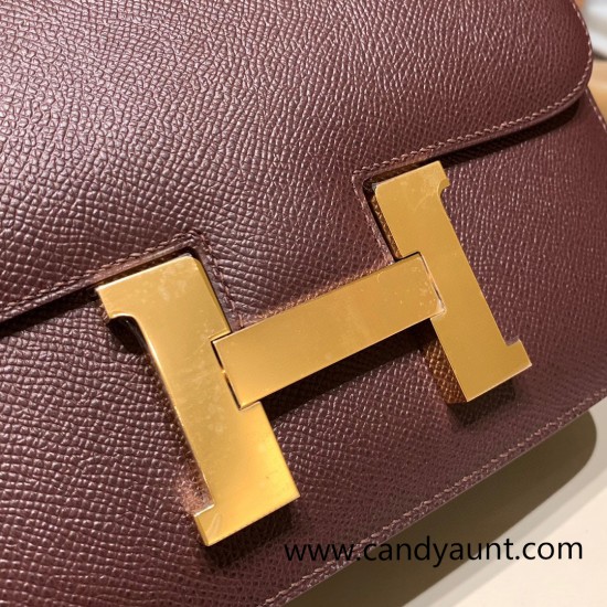 Hermes Constance 24cm Epsom 0G /Rouge Sellier Gold Hardware 24