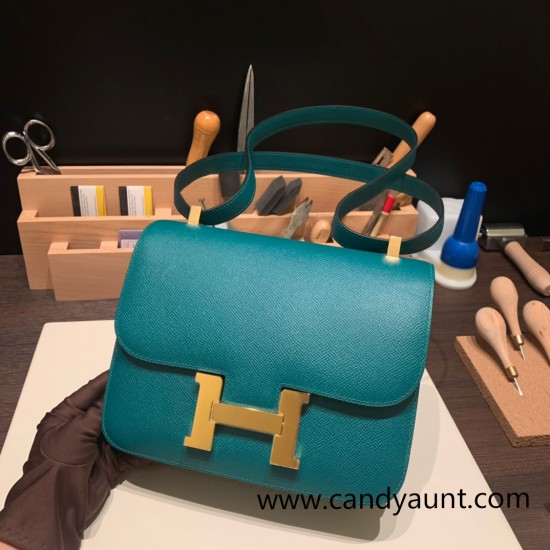 Hermes Constance 24cm epsom Z6 /Malachite Gold Hardware 25