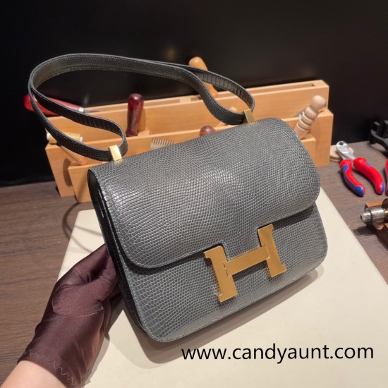 Hermes Constance 24cm lizard 9L CANARI Gold Hardware 38