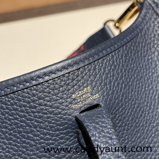 HERMES TPM Mini Evelyn Clemence 2Z/ Blue nuit GoldHardware