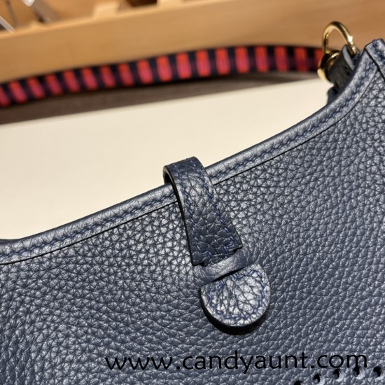 HERMES TPM Mini Evelyn Clemence 2Z/ Blue nuit GoldHardware