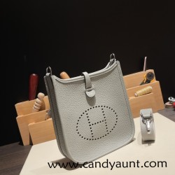 HERMES TPM Mini Evelyn Clemence 4Z /Gris Mouette SilverHardware  