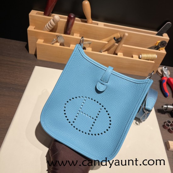 HERMES TPM Mini Evelyn Clemence P3 /Blue du Nord  