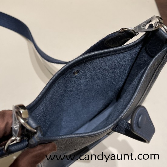 HERMES TPM Mini Evelyn Clemence 2Z/ Blue nuit SilverHardware