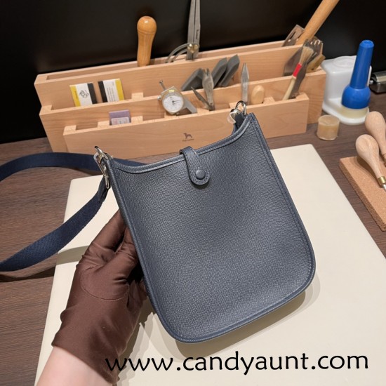 HERMES TPM Mini Evelyn Clemence 2Z/ Blue nuit SilverHardware