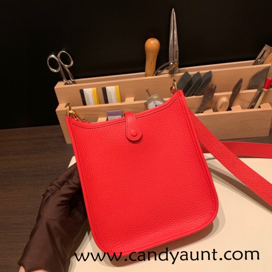 HERMES TPM Mini Evelyn Clemence S3/ Rouge Cœur GoldHardware