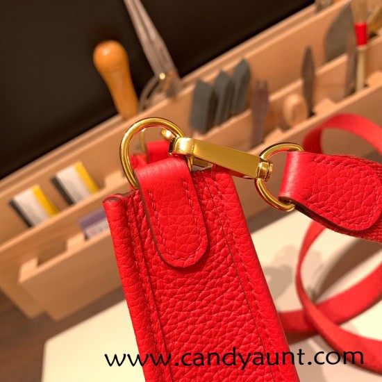 HERMES TPM Mini Evelyn Clemence S3/ Rouge Cœur GoldHardware