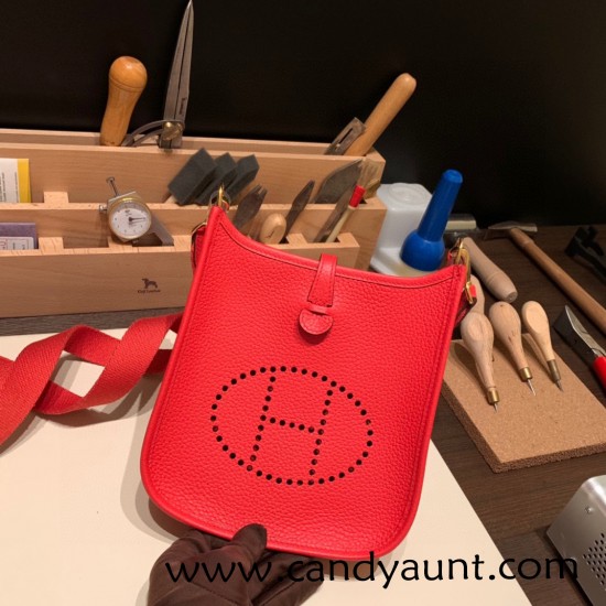 HERMES TPM Mini Evelyn Clemence S3/ Rouge Cœur GoldHardware