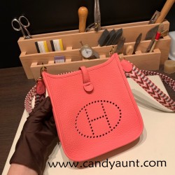 HERMES TPM Mini Evelyn Clemence U5/ Rose Lipstick GoldHardware