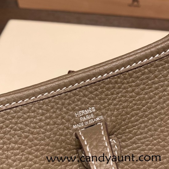 HERMES TPM Mini Evelyn Clemence 18 /Étoupe Grey SilverHardware