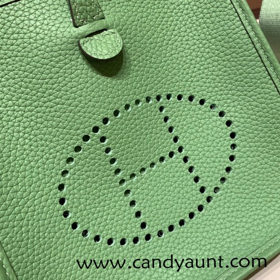 HERMES TPM Mini Evelyn Clemence 3I/Vert Criquet SilverHardware