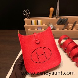 HERMES TPM Mini Evelyn Clemence S3/Rouge Cœur GoldHardware