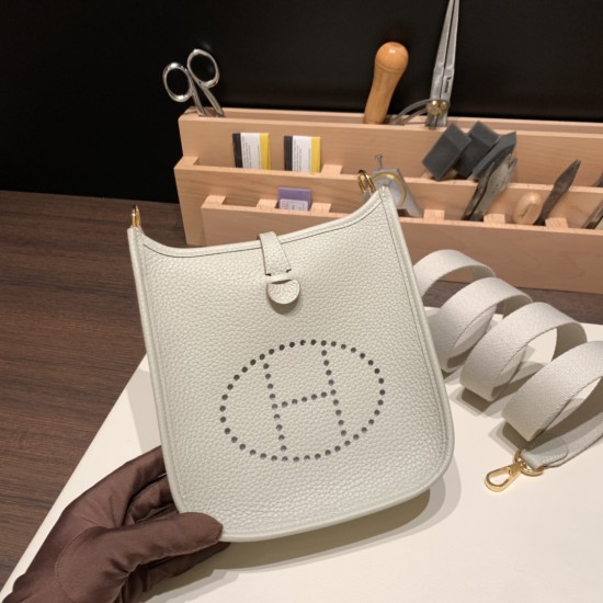 HERMES TPM Mini Evelyn Clemence 80 /Pearl Grey GoldHardware