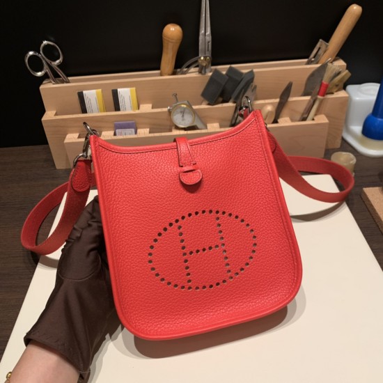 HERMES TPM Mini Evelyn Clemence S3/ Rouge Cœur SilverHardware