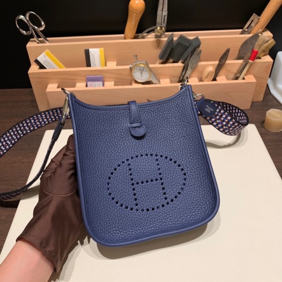 HERMES TPM Mini Evelyn Clemence 73 /Blue Saphir SilverHardware