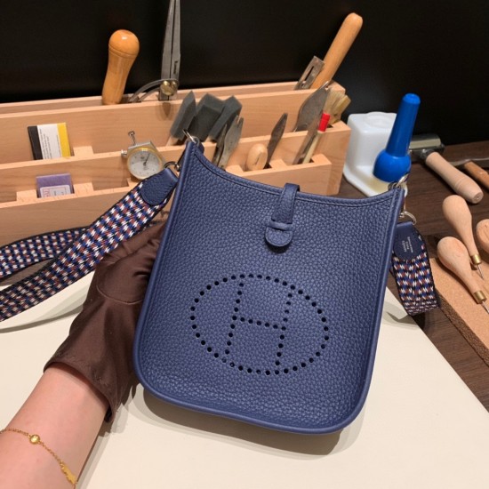 HERMES TPM Mini Evelyn Clemence 73 /Blue Saphir SilverHardware