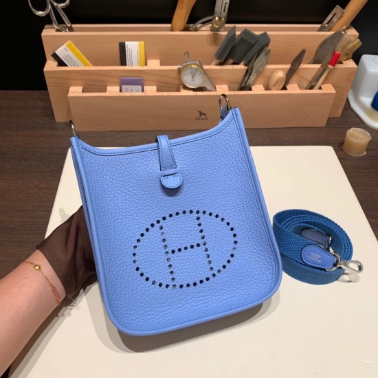 HERMES TPM Mini Evelyn Clemence 2T/ Blue Paradise SilverHardware