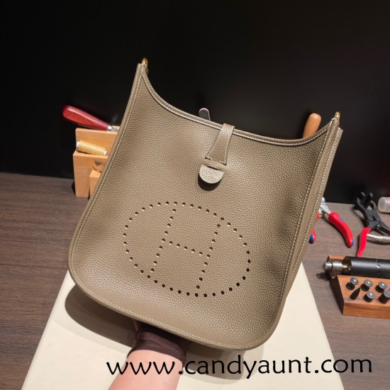 Hermes Evelyn 29cm Clemence 18 /Étoupe Grey Silver Hardware