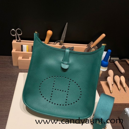 Hermes Evelyn 29cm Clemence 18 Z6 /Malachite Gold Hardware