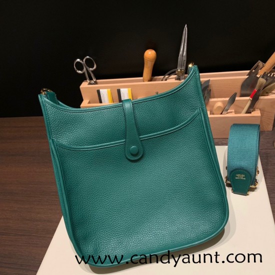 Hermes Evelyn 29cm Clemence 18 Z6 /Malachite Gold Hardware