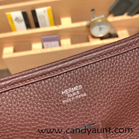 Hermes Evelyn 29cm Clemence 18 57 /Bordeaux Silver Hardware