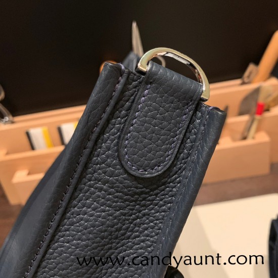 Hermes Evelyn 29cm Clemence 2Z/ Blue nuit  Silver Hardware