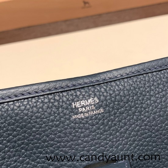 Hermes Evelyn 29cm Clemence 2Z/ Blue nuit  Silver Hardware