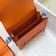 Hermes Roulis Ostrich 9J Orange Silver Hardware 18cm Full Handmade