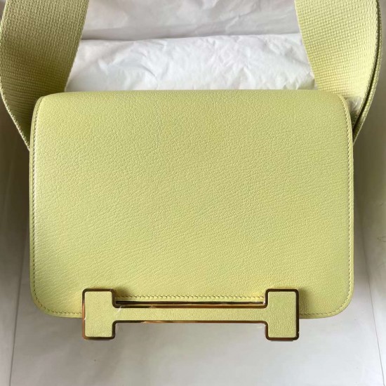 Hermes Geta Chevre R9 Bud yellow Gold Hardware 20cm Ghw Full Handmade