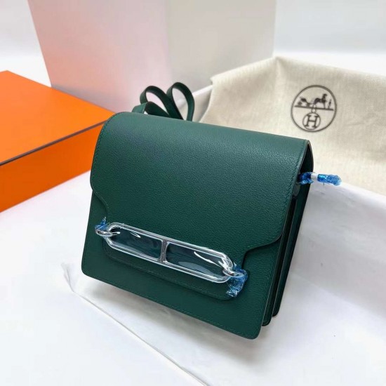 Hermes Roulis Evercolor Z6 Malachite Silver Hardware Phw 18cm Full Handmade