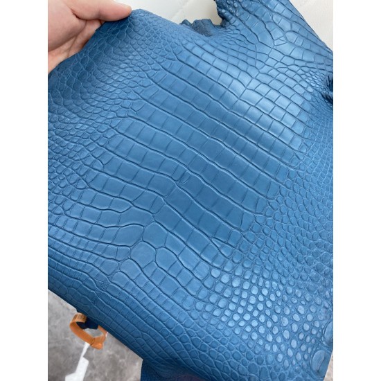 Hermes New leather Alligator matte 1p Deep blue