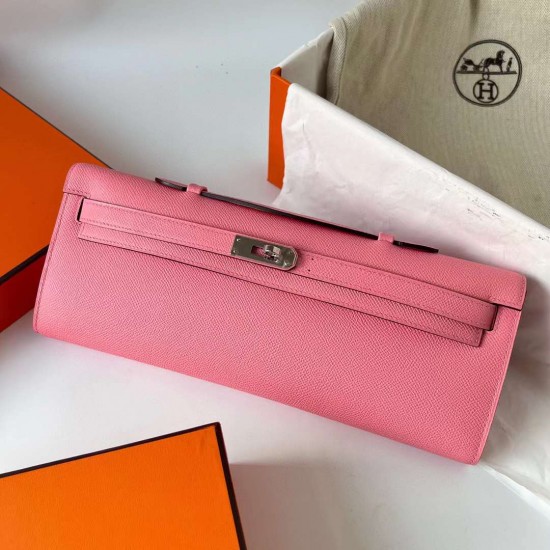 Hermes Kelly cut Epsom 1Q Creamy Pink Silver Hardware Phw 31cm Full Handmade