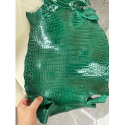 Hermes New Leather shiny porosus crocodile Q6 jade green