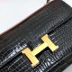 Hermes Constance elan shiny porosus crocodile Ck89 Black Gold Hardware Ghw 26cm Full Handmade