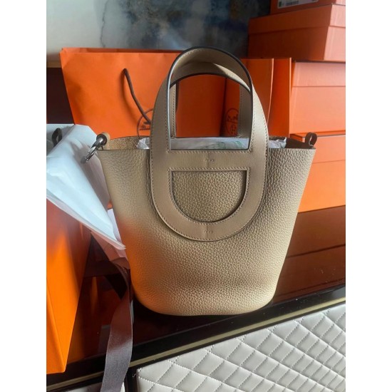 Hermes New In-the-loop Picotin Togo 0M khaki Silver Hardware 18cm Full Handmade