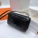 Hermes Constance elan shiny porosus crocodile Ck89 Black Gold Hardware Ghw 26cm Full Handmade