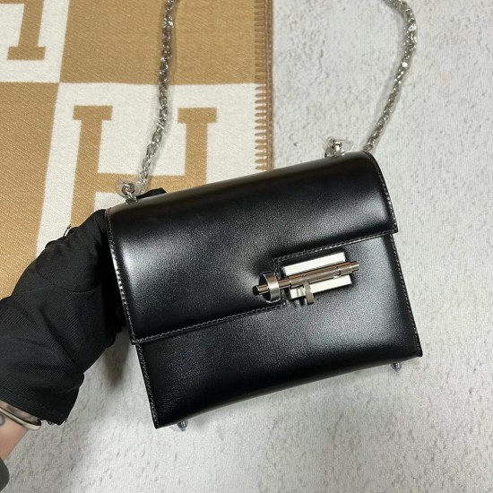 Hermes Verrou Boxcalf Ck89 Black Silver Hardware 17.5cm Full Handmade