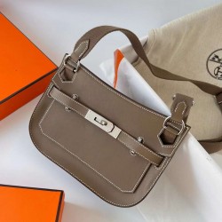 Hermes Mini Jypsiere Swift Ck18 Etoupe Grey Silver Hardware Phw 23cm Full Handmade