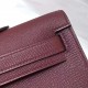 Hermes Kelly cut Epsom Ck55 Dark Red Silver Hardware Phw 31cm Full Handmade