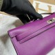 Hermes Kelly cut Swift P9 actiniae purple Silver Hardware phw 31cm Full Handmade