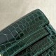 Hermes Kelly to go shiny alligator crocodile Ck67 Dark green Gold Hardware Ghw 20cm Full Handmade