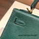 Hermes Kelly 25cm sellier Lizard 2Q /Vert Anglais Gold Hardware Full Handmade 005