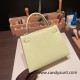 Hermes Kelly 25cm sellier Chevre R9 /Jaune Bourgeon Silver Hardware Full Handmade 016