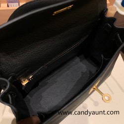 Hermes Kelly 25cm togo 89 /Black Gold Hardware Full Handmade 020