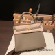 Hermes Kelly 25cm togo 18 /Étoupe Grey Gold Hardware Full Handmade 022