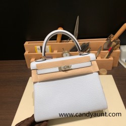 Hermes Kelly 25cm togo 7R /Azur Silver Hardware Full Handmade 023