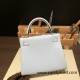 Hermes Kelly 25cm togo 7R /Azur Silver Hardware Full Handmade 023