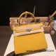 Hermes Kelly 25cm togo 9D /Jaune Ambre Silver Hardware Full Handmade 027